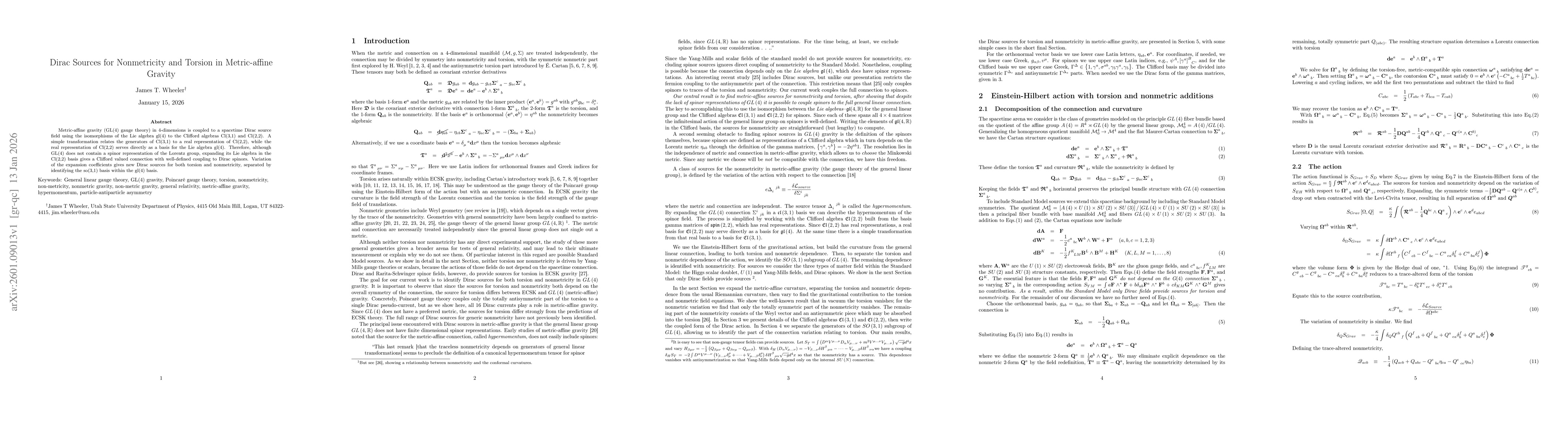 Thumbnail for Dirac Sources for Nonmetricity and Torsion in Metric-affine Gravity