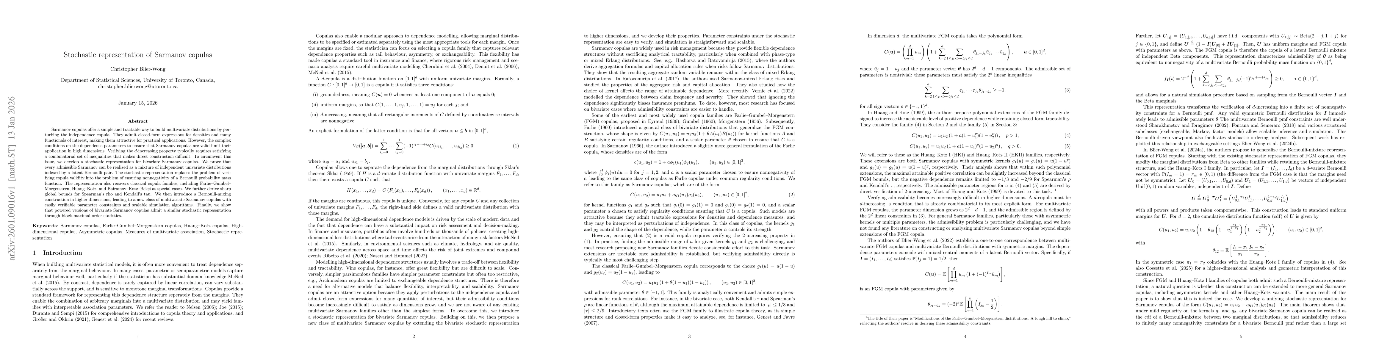 Thumbnail for Stochastic representation of Sarmanov copulas