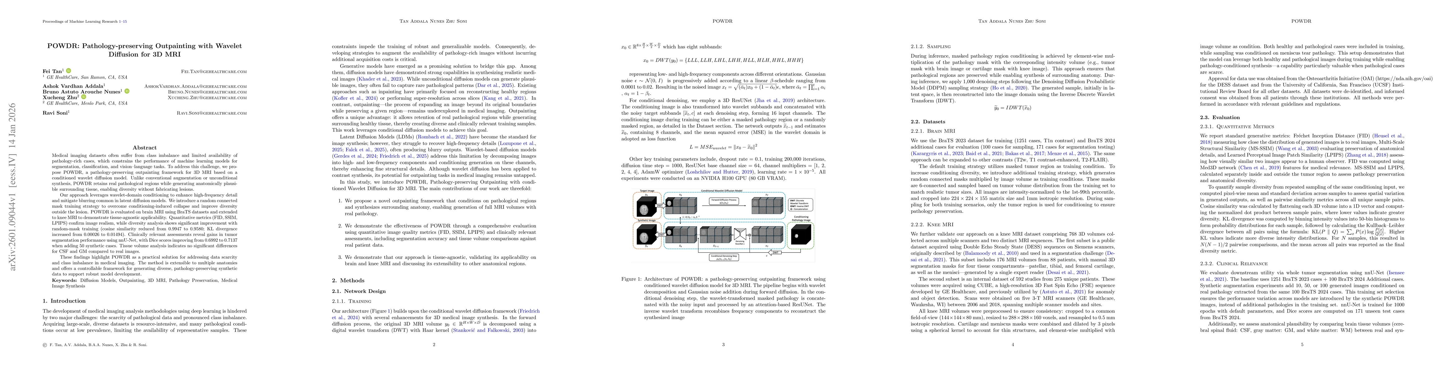 Thumbnail for POWDR: Pathology-preserving Outpainting with Wavelet Diffusion for 3D MRI
