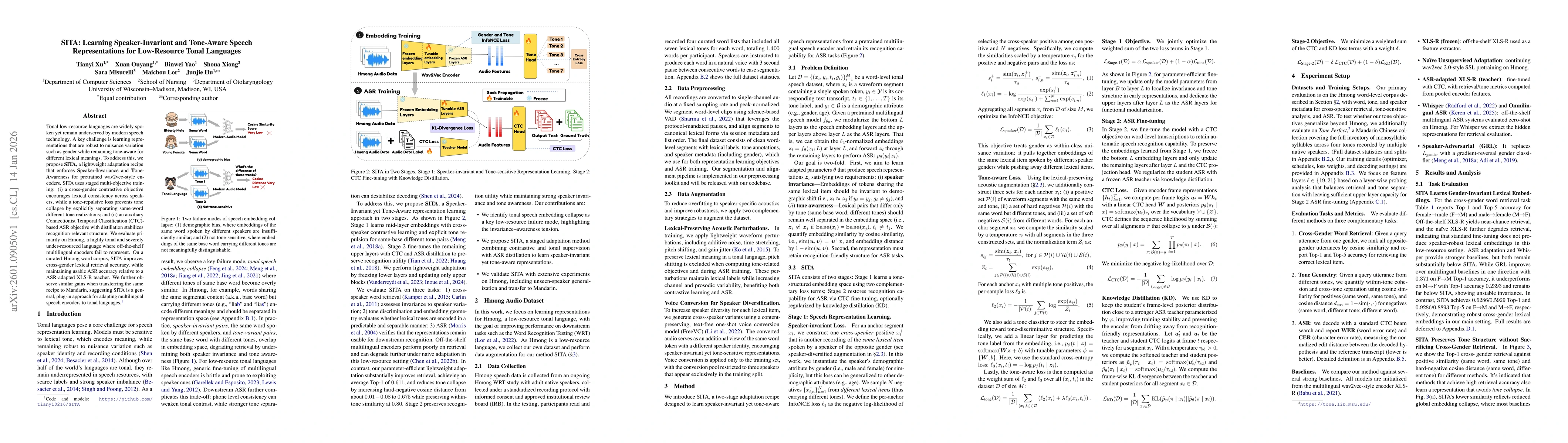 Thumbnail for SITA: Learning Speaker-Invariant and Tone-Aware Speech Representations for Low-Resource Tonal Languages