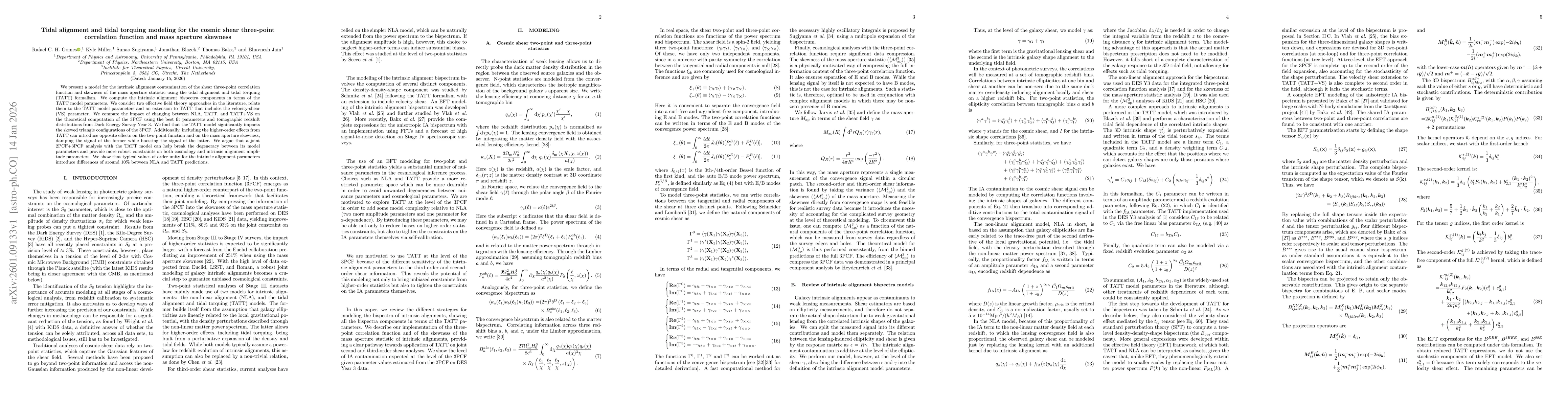 Thumbnail for Tidal alignment and tidal torquing modeling for the cosmic shear three-point correlation function and mass aperture skewness