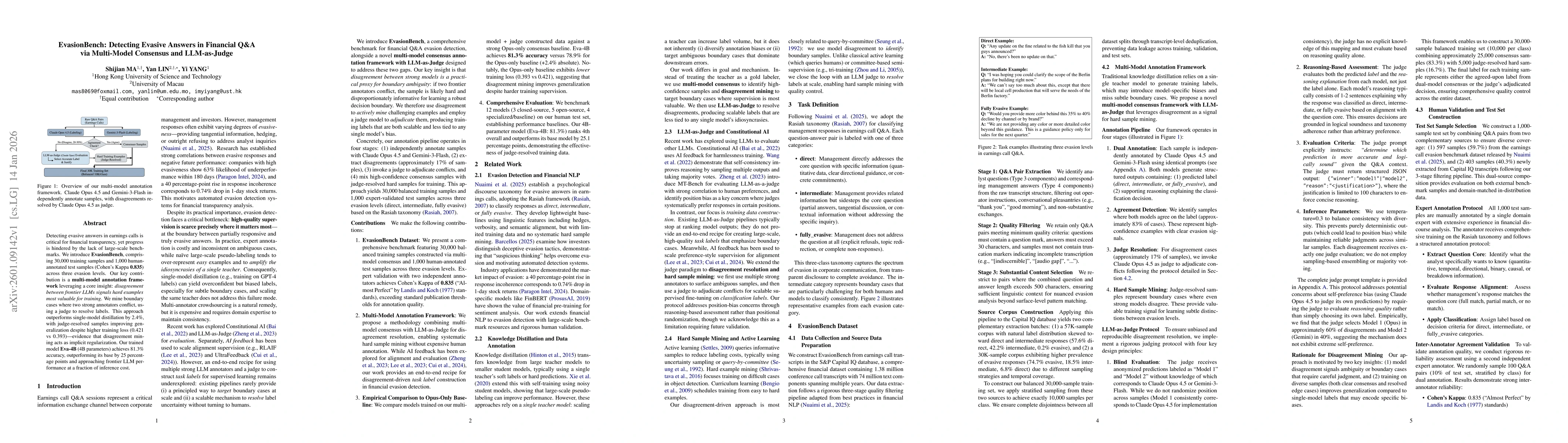 Thumbnail for EvasionBench: Detecting Evasive Answers in Financial Q&A via Multi-Model Consensus and LLM-as-Judge