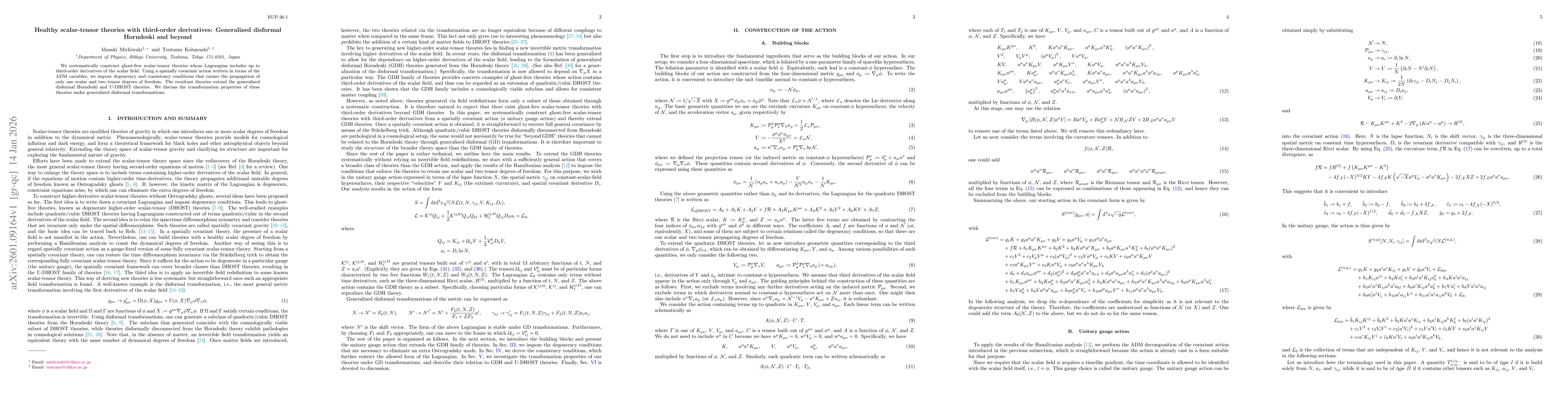 Thumbnail for Healthy scalar-tensor theories with third-order derivatives: Generalized disformal Horndeski and beyond