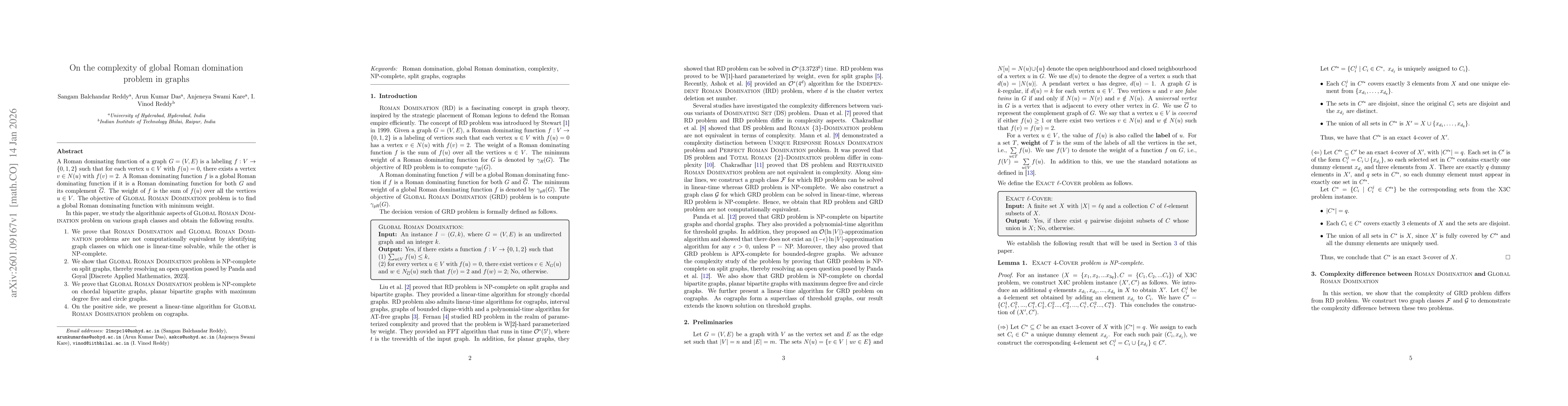 Thumbnail for On the complexity of global Roman domination problem in graphs