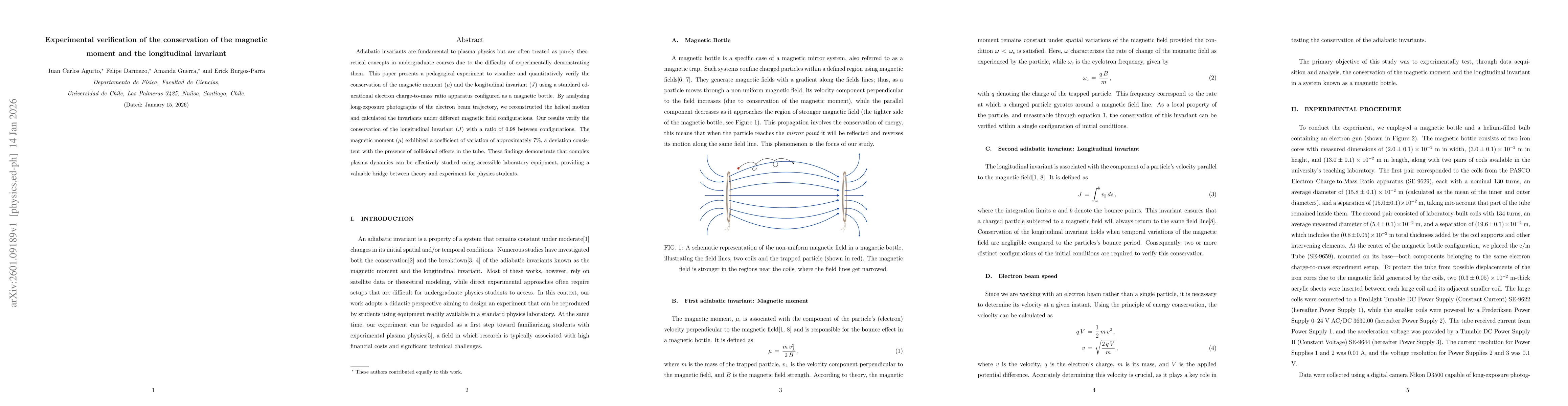 Thumbnail for Experimental verification of the conservation of the magnetic moment and the longitudinal invariant