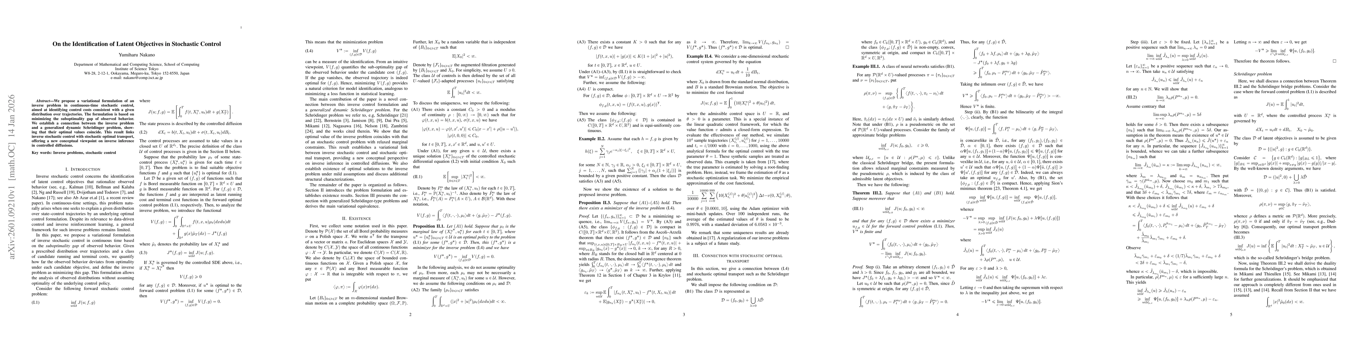 Thumbnail for On the Identification of Latent Objectives in Stochastic Control