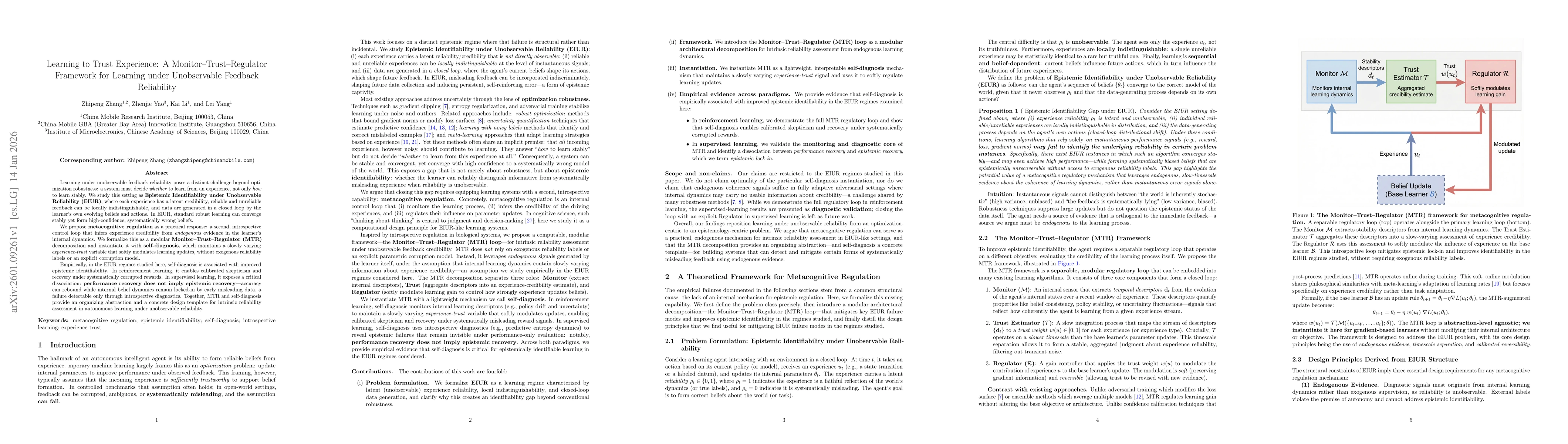 Thumbnail for Learning to Trust Experience: A Monitor-Trust-Regulator Framework for Learning under Unobservable Feedback Reliability