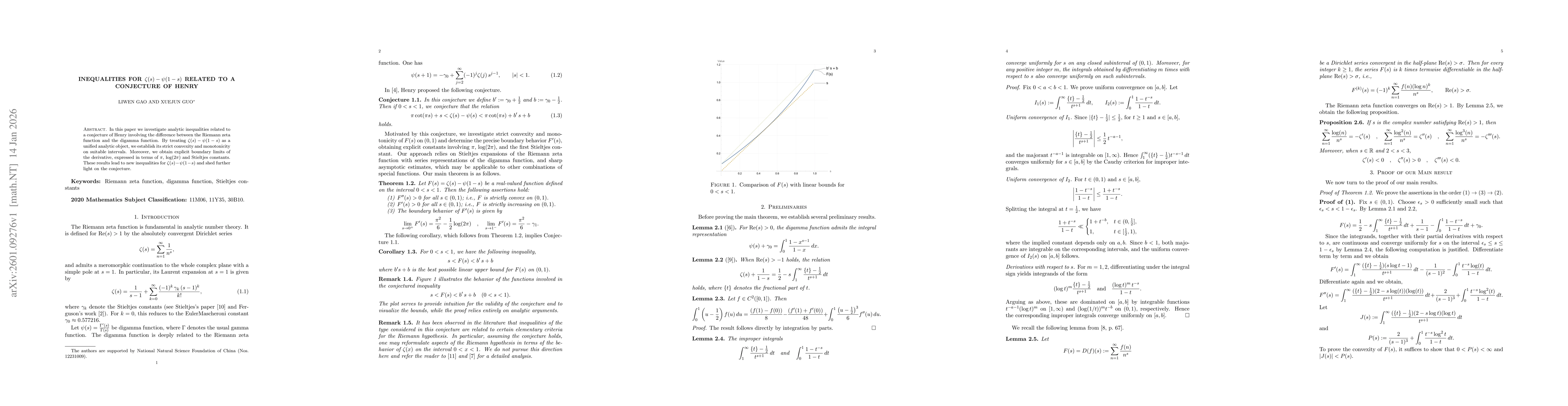 Thumbnail for Inequalities for $ζ(s)-ψ(1-s)$ related to a conjecture of Henry