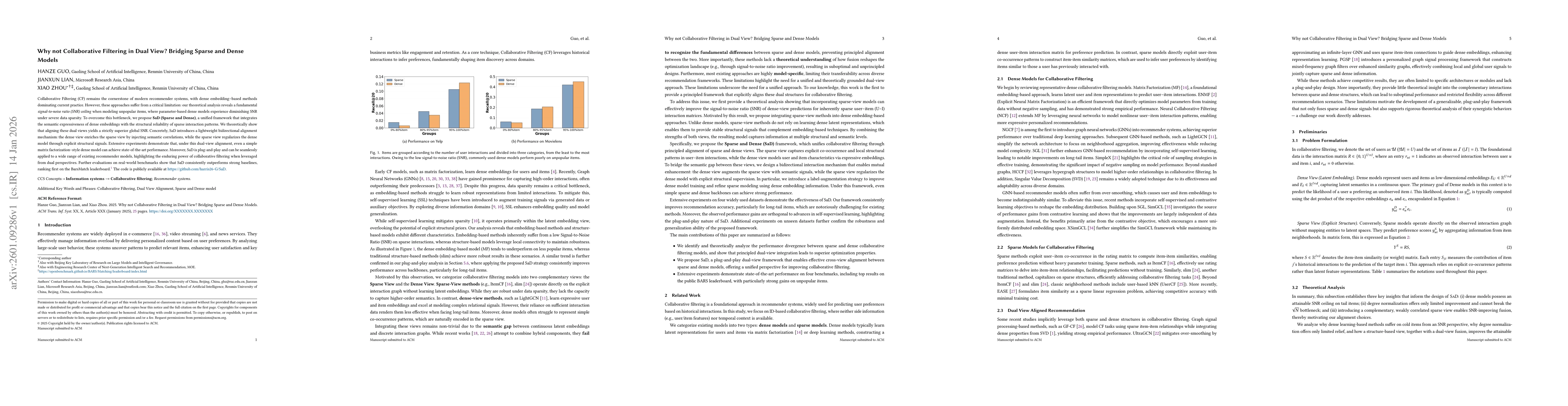 Thumbnail for Why not Collaborative Filtering in Dual View? Bridging Sparse and Dense Models