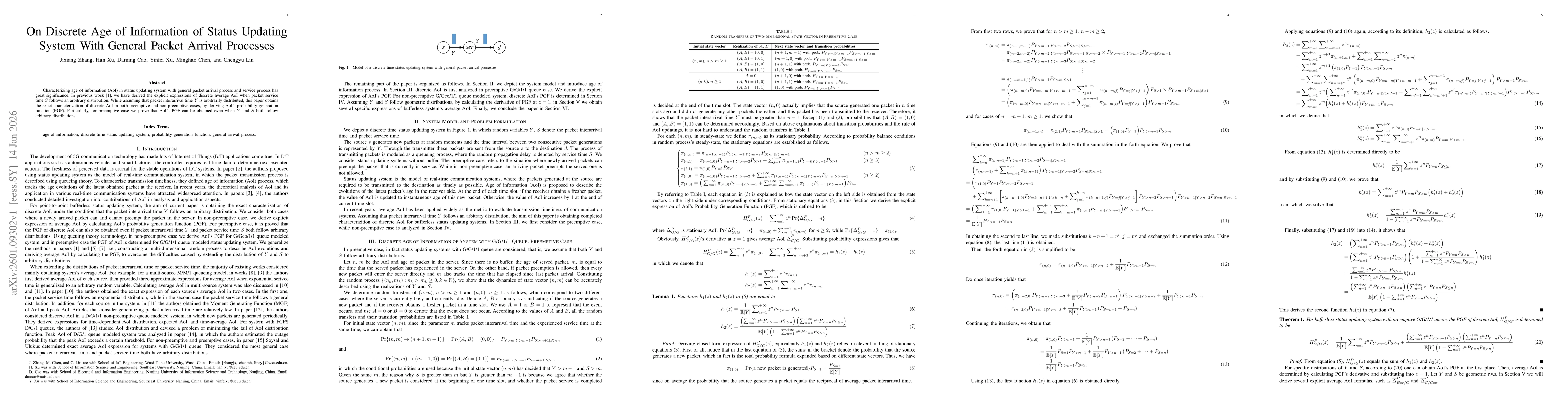 Thumbnail for On Discrete Age of Information of Status Updating System With General Packet Arrival Processes