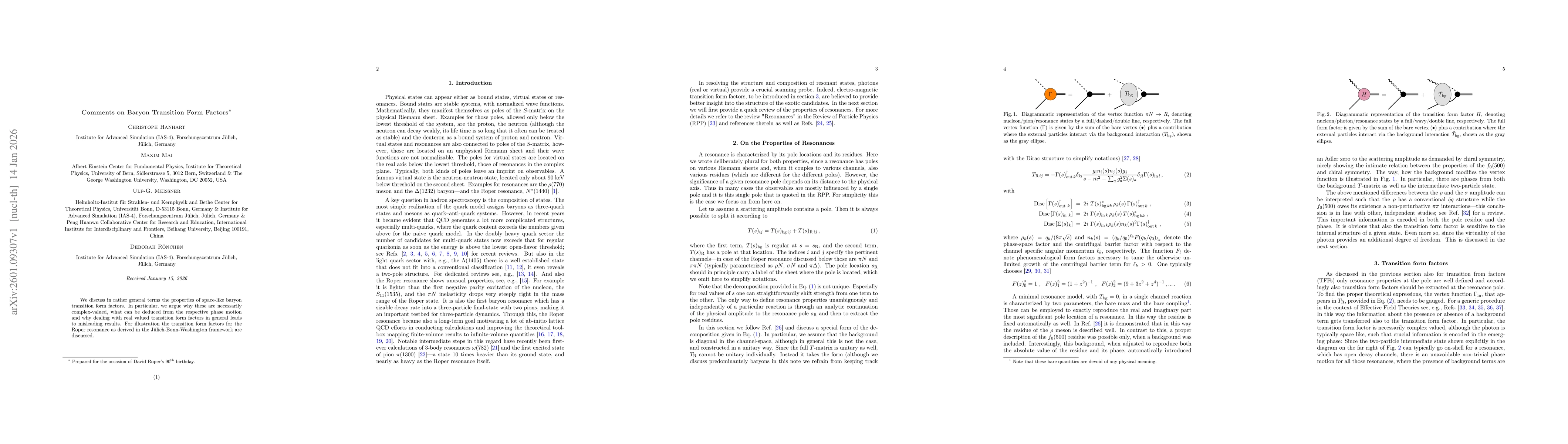 Thumbnail for Comments on Baryon Transition Form Factors