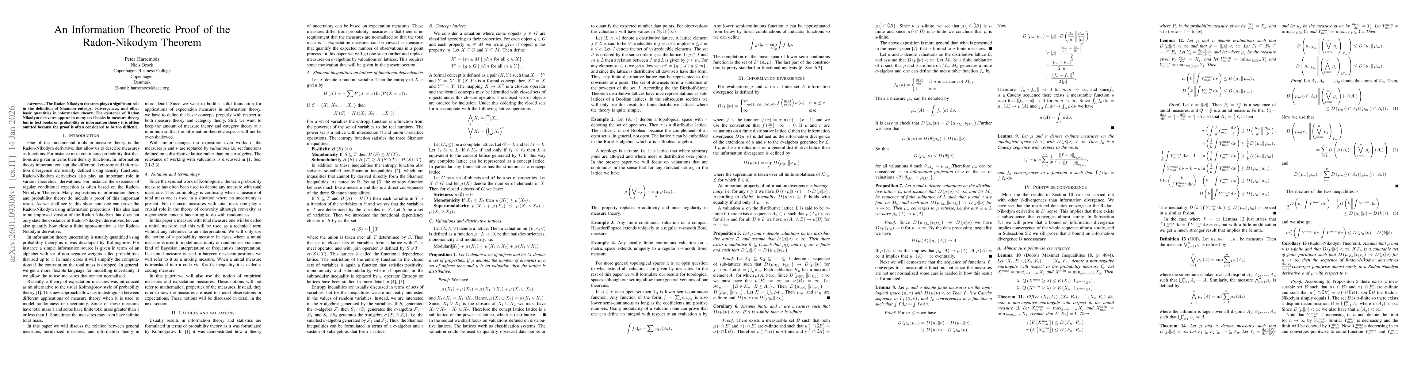 Thumbnail for An Information Theoretic Proof of the Radon-Nikodym Theorem
