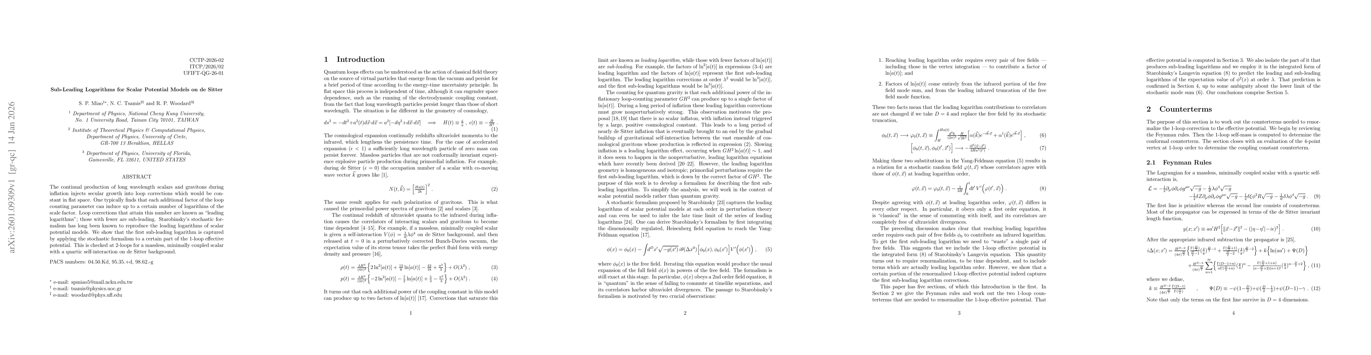 Thumbnail for Sub-Leading Logarithms for Scalar Potential Models on de Sitter