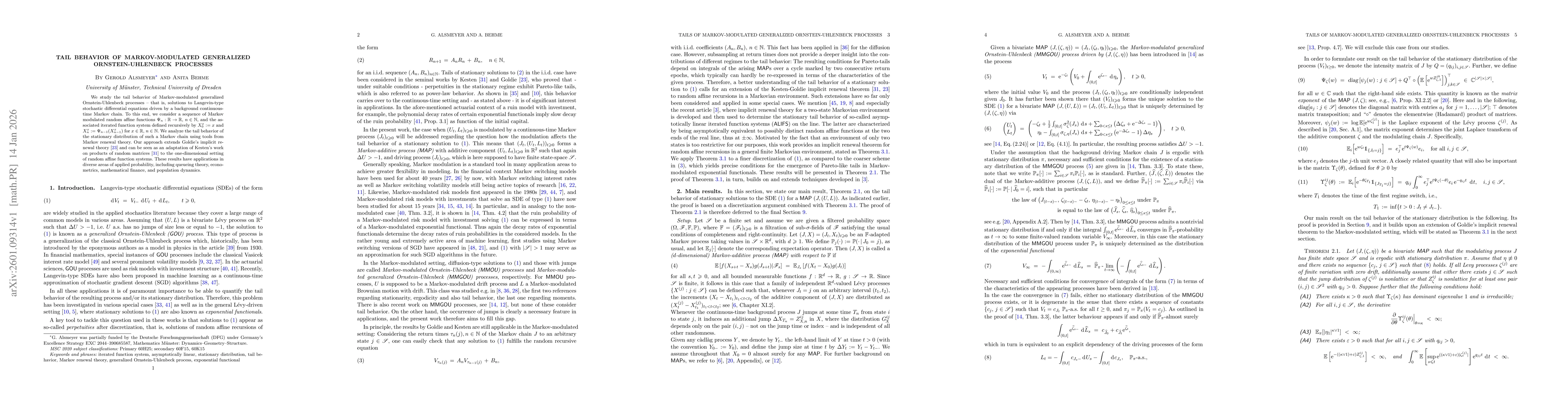 Thumbnail for Tail behavior of Markov-modulated generalized Ornstein-Uhlenbeck processes