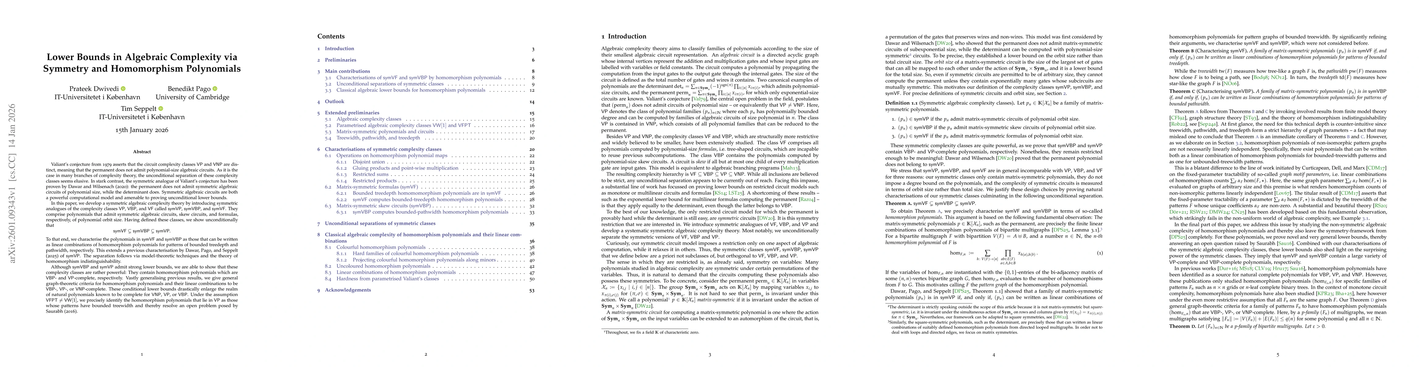 Thumbnail for Lower Bounds in Algebraic Complexity via Symmetry and Homomorphism Polynomials