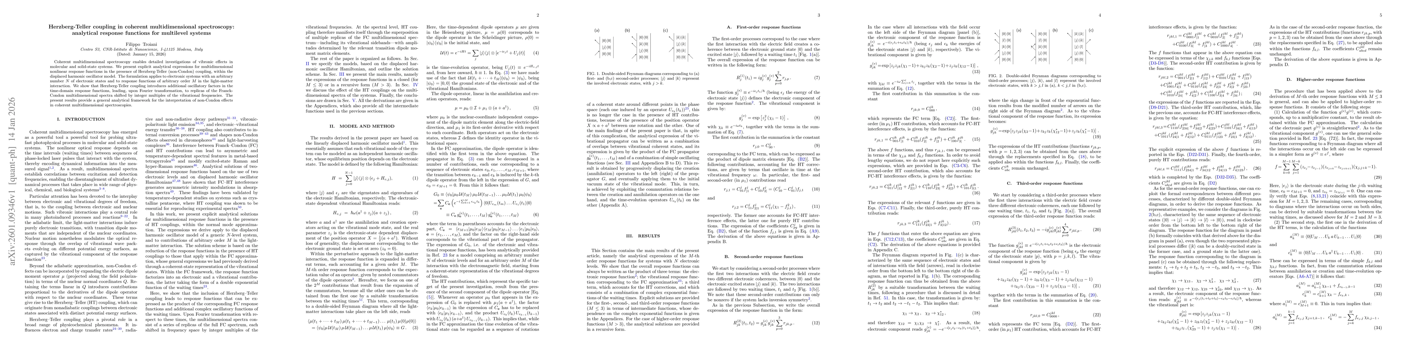 Thumbnail for Herzberg-Teller coupling in coherent multidimensional spectroscopy: analytical response functions for multilevel systems