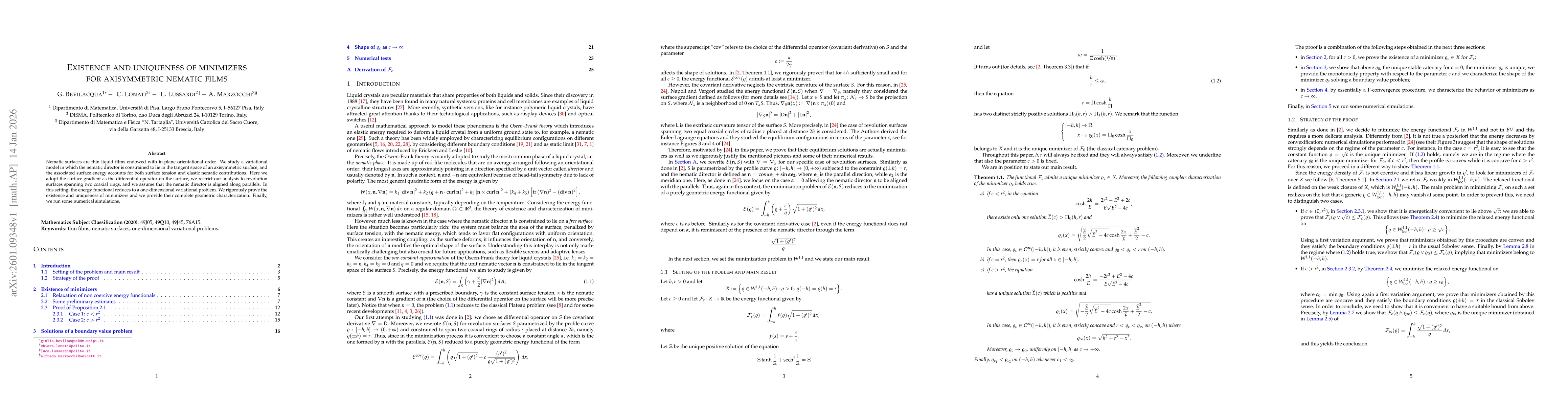 Thumbnail for Existence and uniqueness of minimizers for axisymmetric nematic films