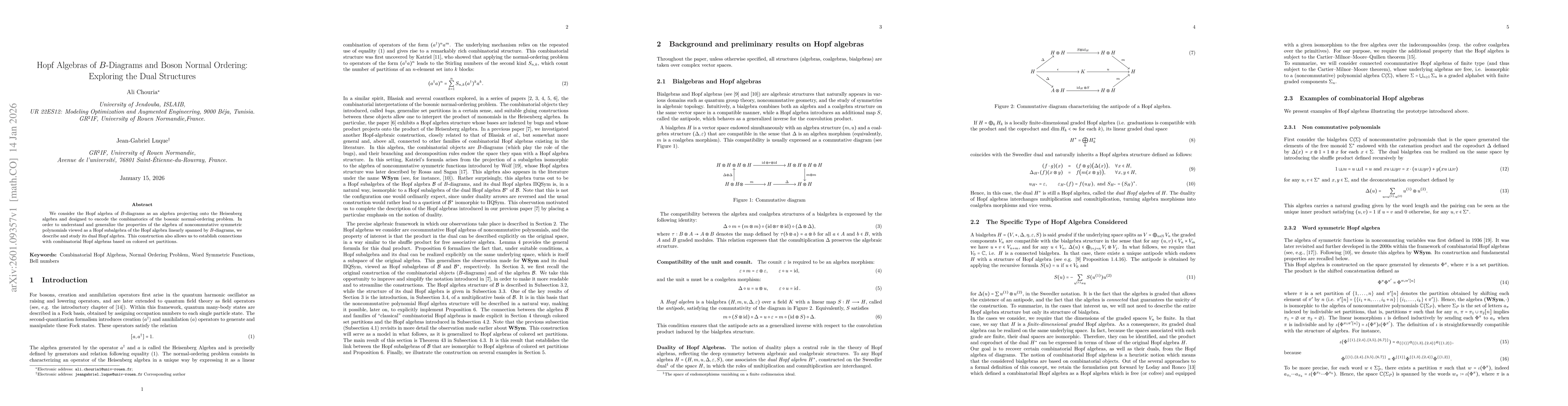 Thumbnail for Hopf Algebras of B-Diagrams and Boson Normal Ordering: Exploring the Dual Structures