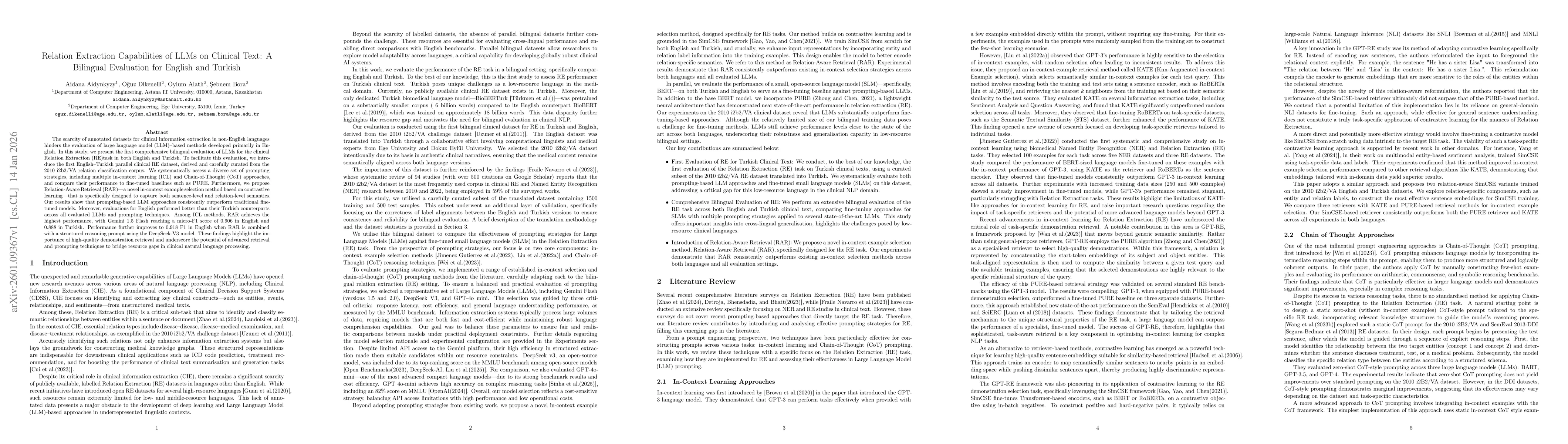 Thumbnail for Relation Extraction Capabilities of LLMs on Clinical Text: A Bilingual Evaluation for English and Turkish