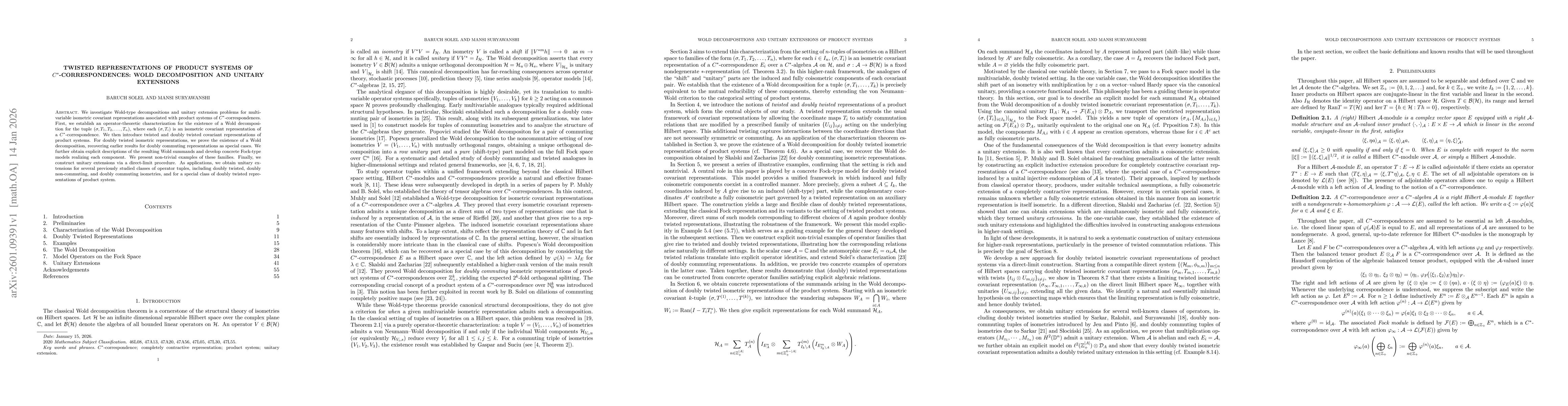 Thumbnail for Twisted representations of product systems of $C^*$-correspondences: Wold decomposition and unitary extensions