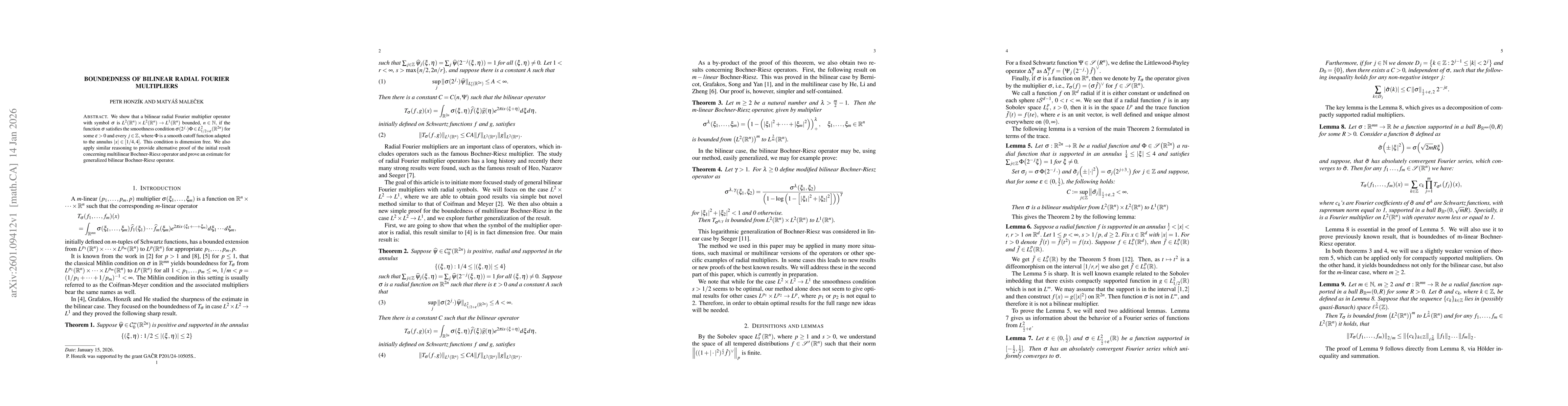 Thumbnail for Boundedness of bilinear radial Fourier multipliers