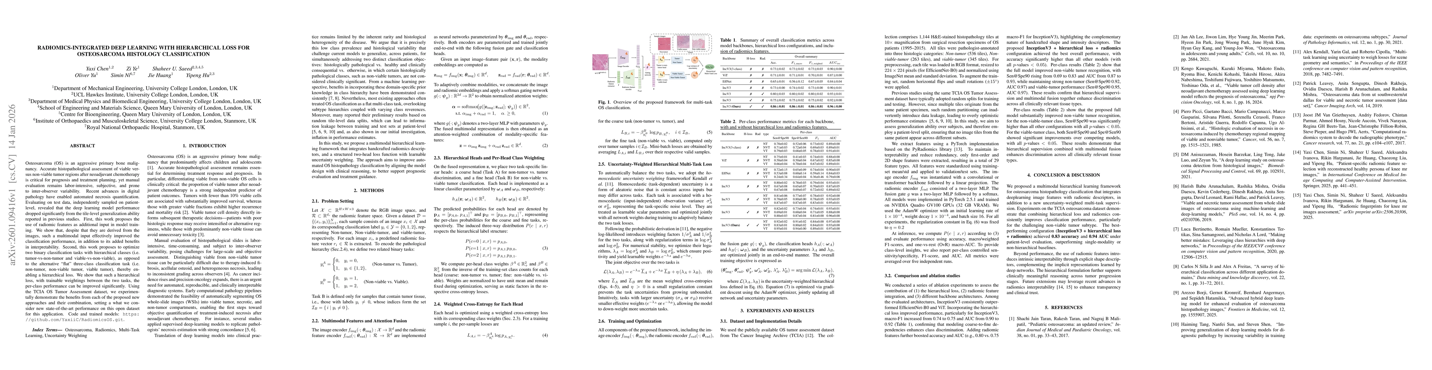 Thumbnail for Radiomics-Integrated Deep Learning with Hierarchical Loss for Osteosarcoma Histology Classification