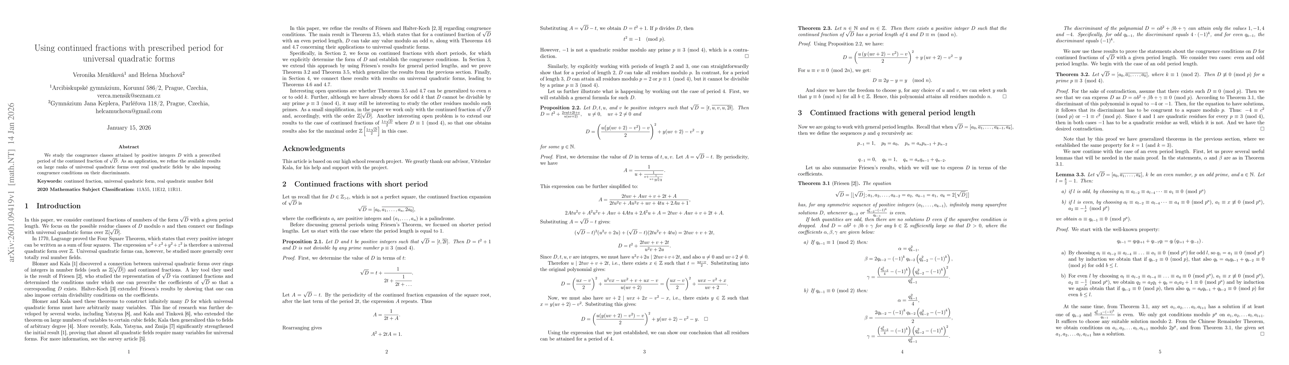 Thumbnail for Using continued fractions with prescribed period for universal quadratic forms