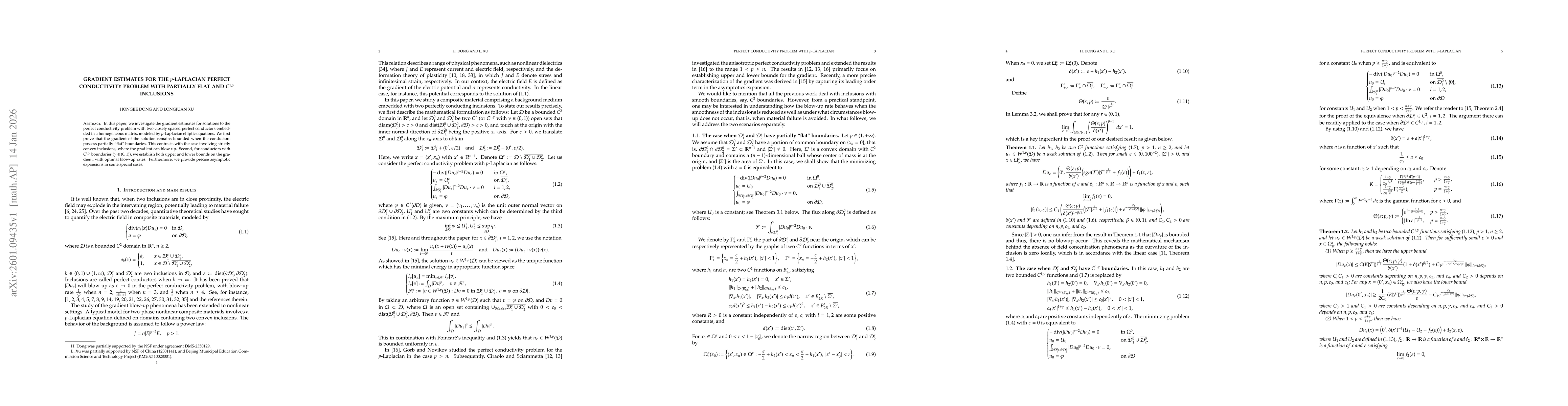 Thumbnail for Gradient estimates for the $p$-Laplacian perfect conductivity problem with partially flat and $C^{1,γ}$ inclusions