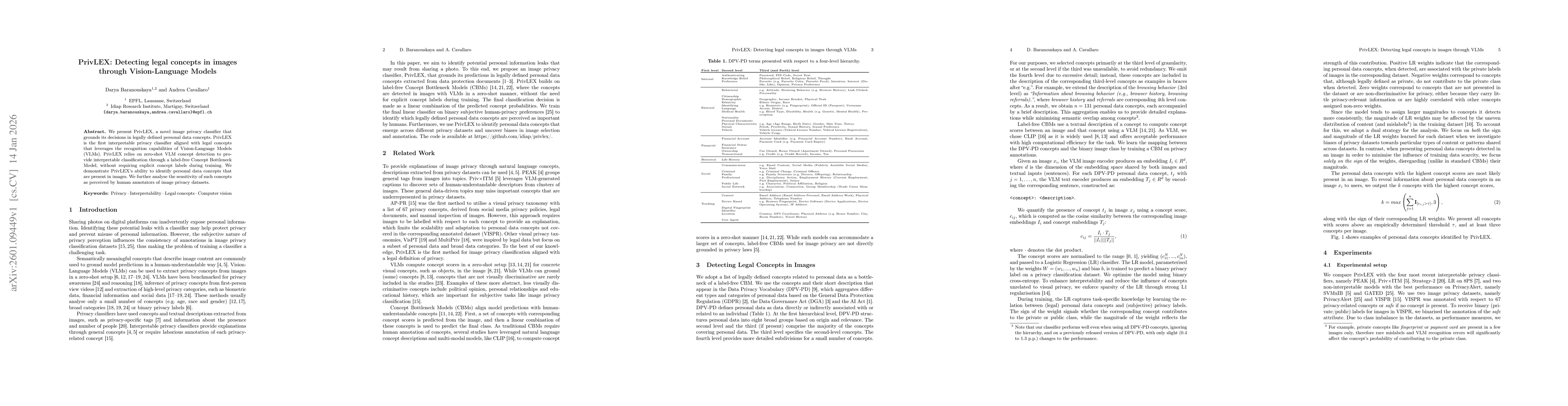 Thumbnail for PrivLEX: Detecting legal concepts in images through Vision-Language Models