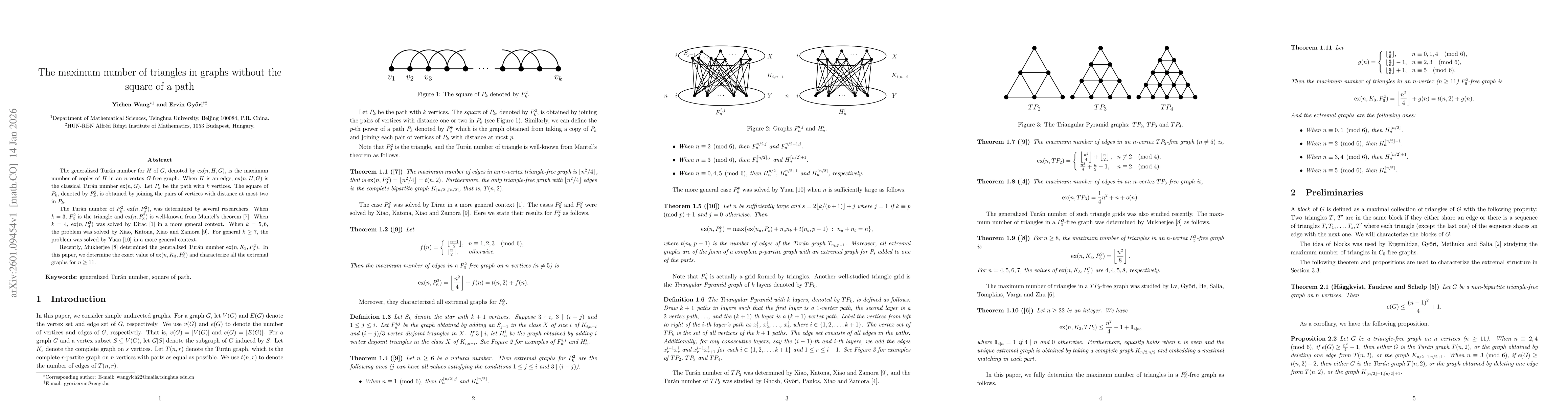Thumbnail for The maximum number of triangles in graphs without the square of a path