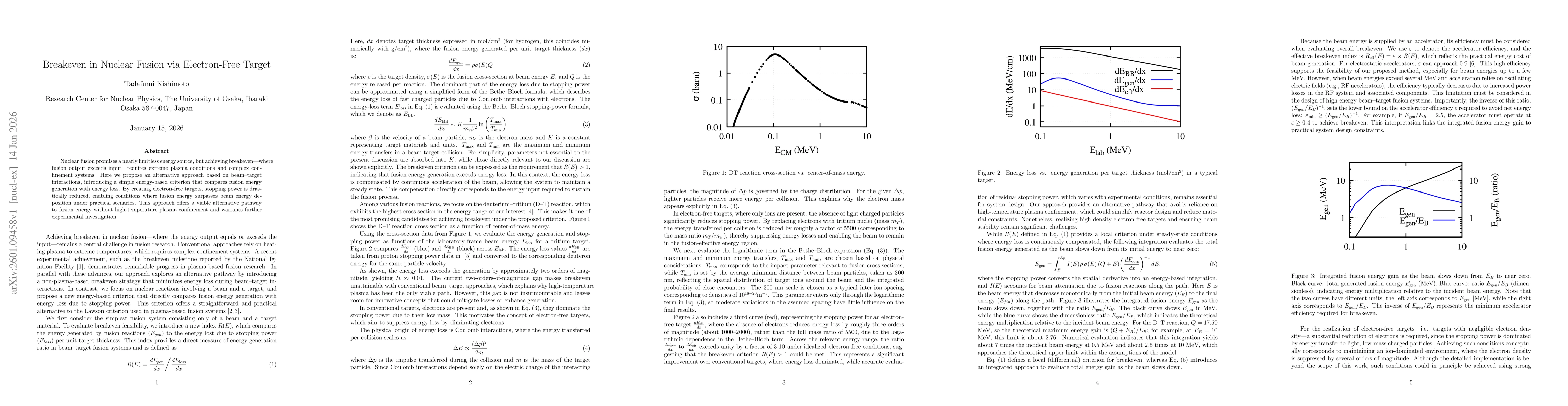 Thumbnail for Breakeven in Nuclear Fusion via Electron-Free Target