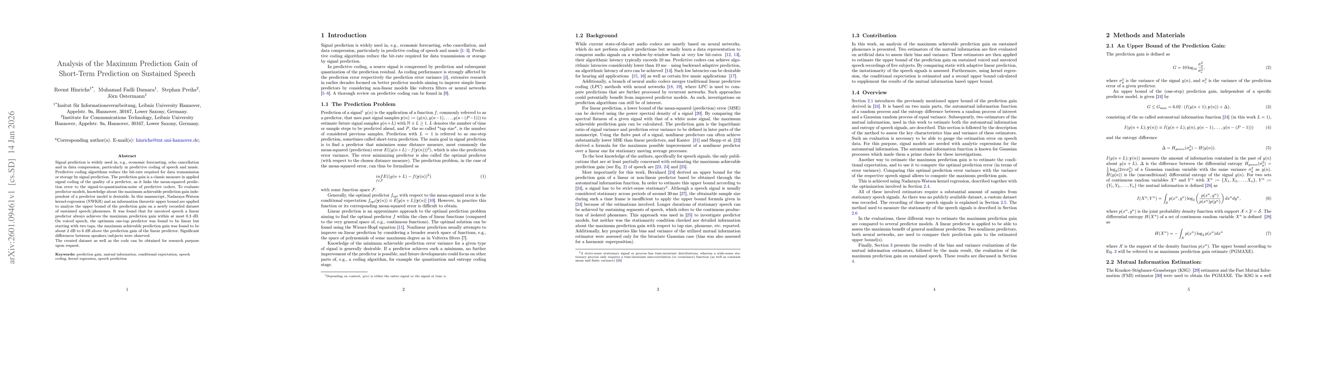 Thumbnail for Analysis of the Maximum Prediction Gain of Short-Term Prediction on Sustained Speech