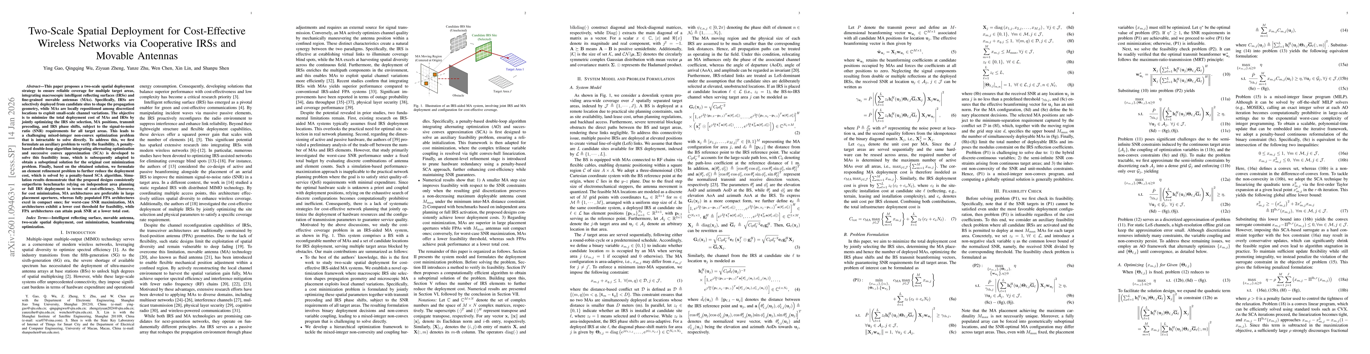 Thumbnail for Two-Scale Spatial Deployment for Cost-Effective Wireless Networks via Cooperative IRSs and Movable Antennas