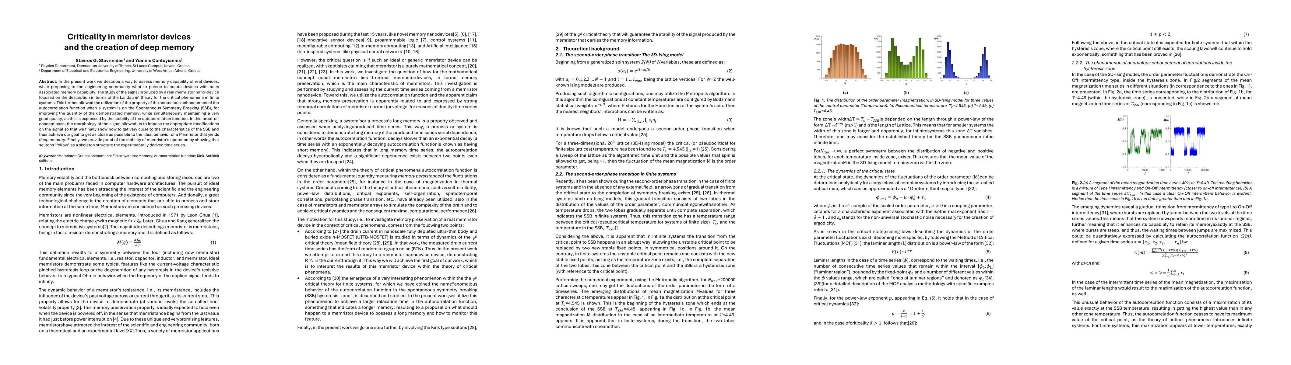 Thumbnail for Criticality in memristor devices and the creation of deep memory