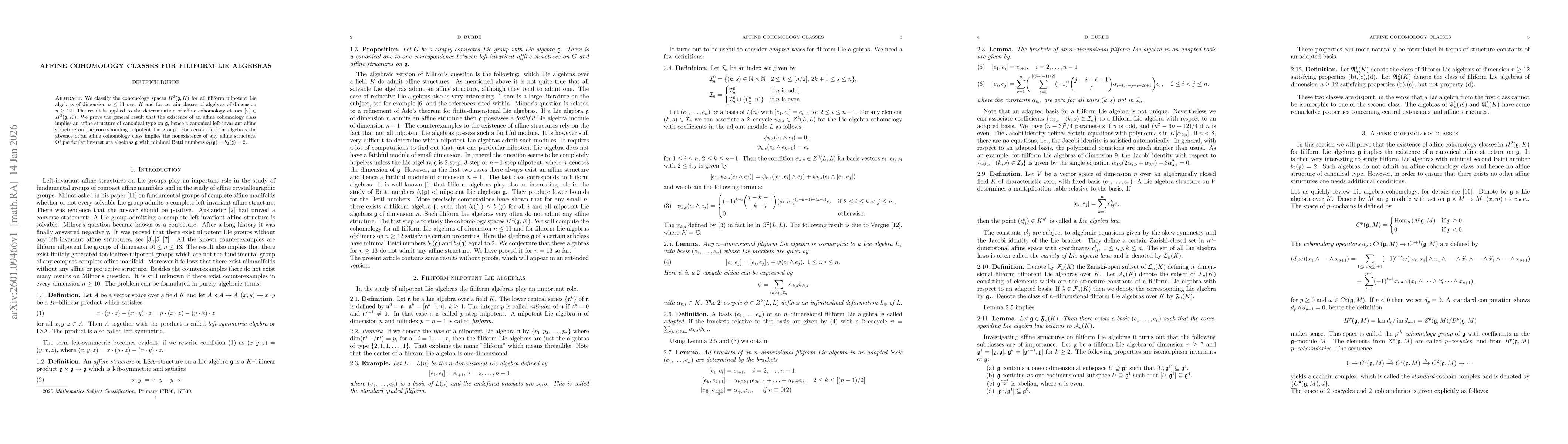 Thumbnail for Affine cohomology classes for filiform Lie algebras