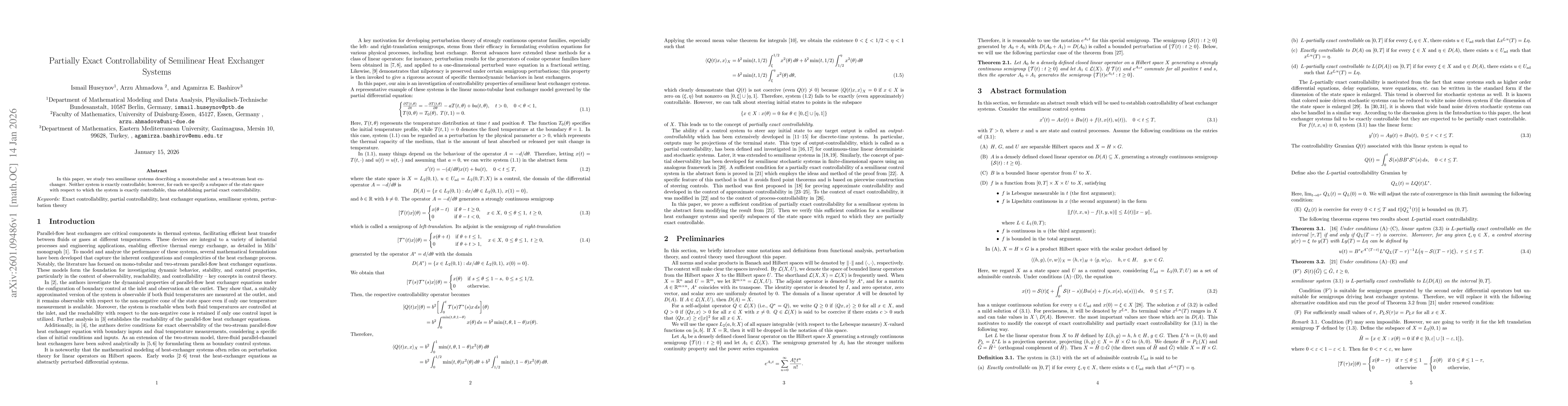 Thumbnail for Partially Exact Controllability of Semilinear Heat Exchanger Systems