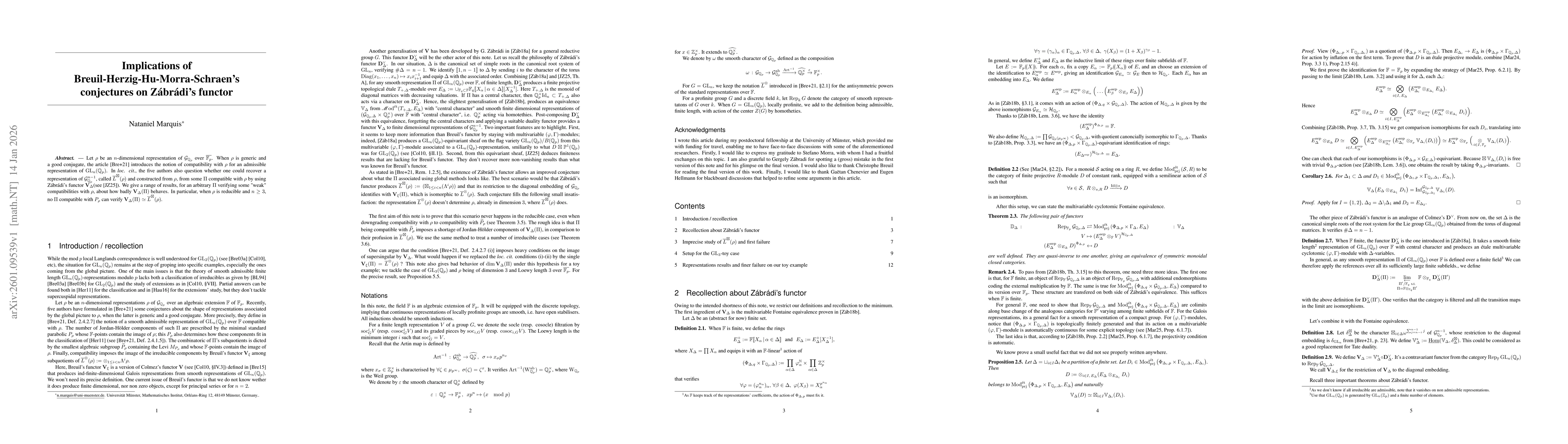 Thumbnail for Implications of Breuil-Herzig-Hu-Morra-Schraen's conjectures on Zábrádi's functor
