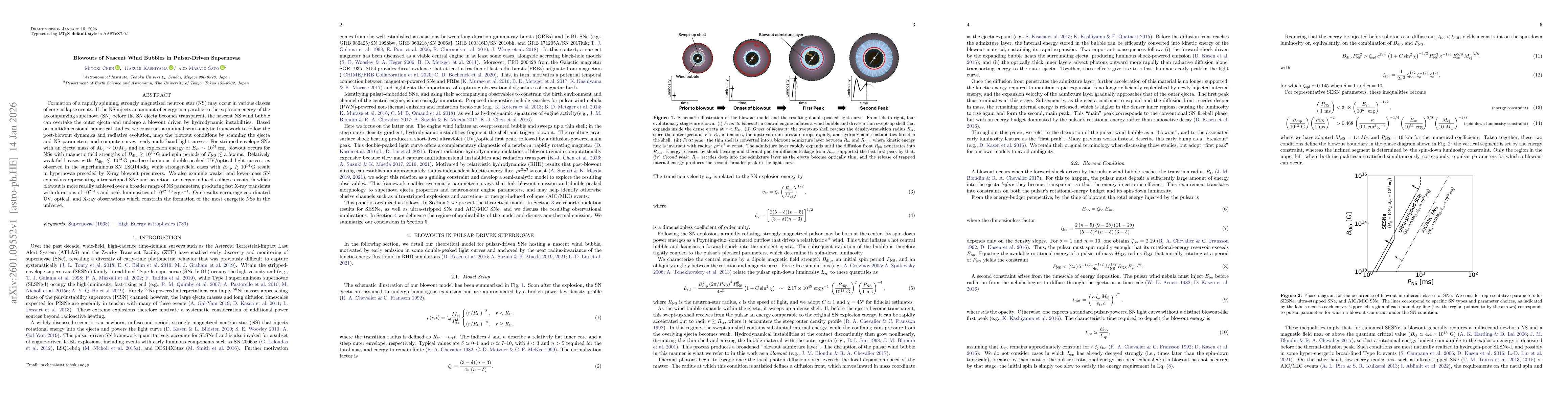 Thumbnail for Blowouts of Nascent Wind Bubbles in Pulsar-Driven Supernovae