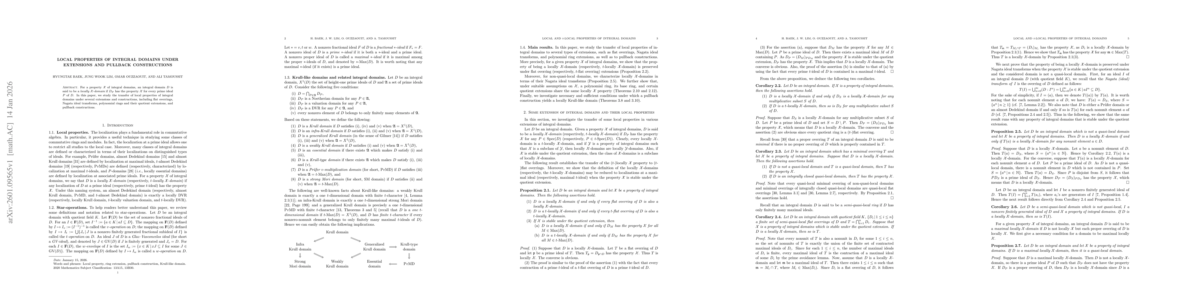 Thumbnail for Local properties of integral domains under extensions and pullback constructions