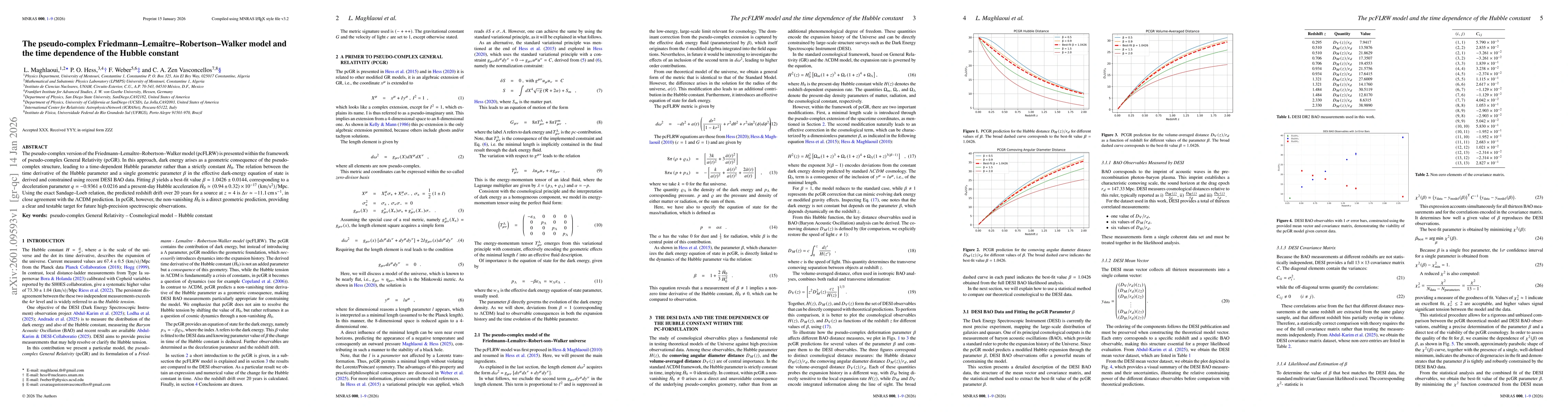 Thumbnail for The pseudo-complex Friedmann Lemaitre Robertson Walker model and the time dependence of the Hubble constant