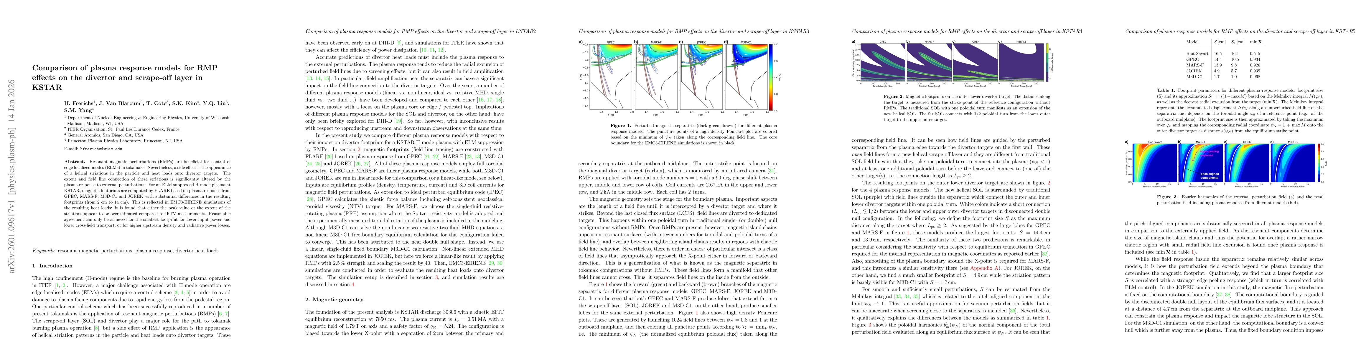 Thumbnail for Comparison of plasma response models for RMP effects on the divertor and scrape-off layer in KSTAR