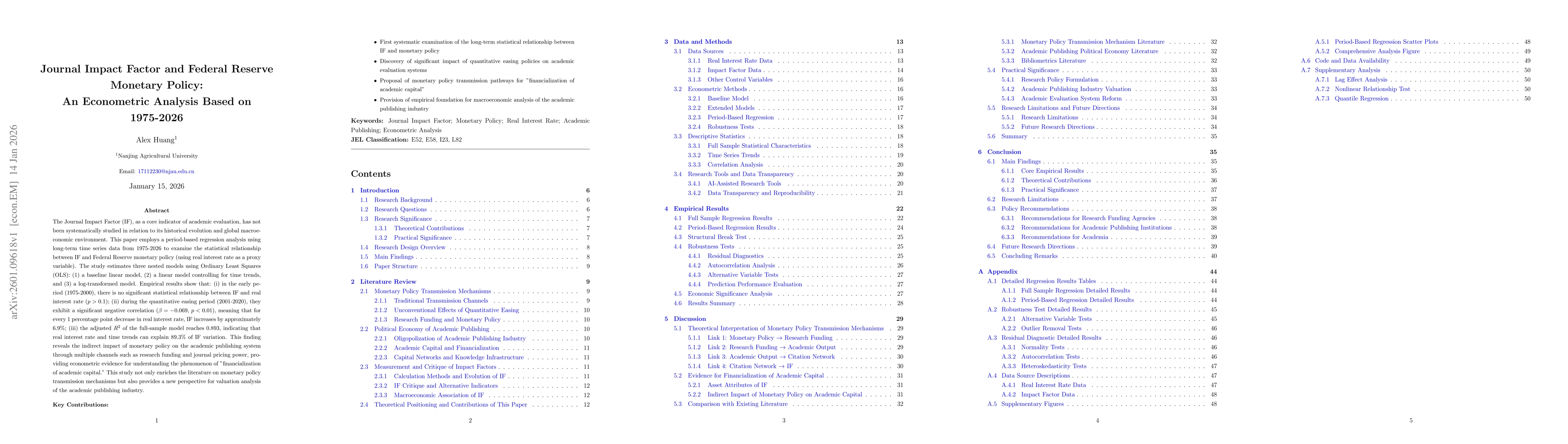 Thumbnail for Journal Impact Factor and Federal Reserve Monetary Policy: An Econometric Analysis Based on 1975-2026
