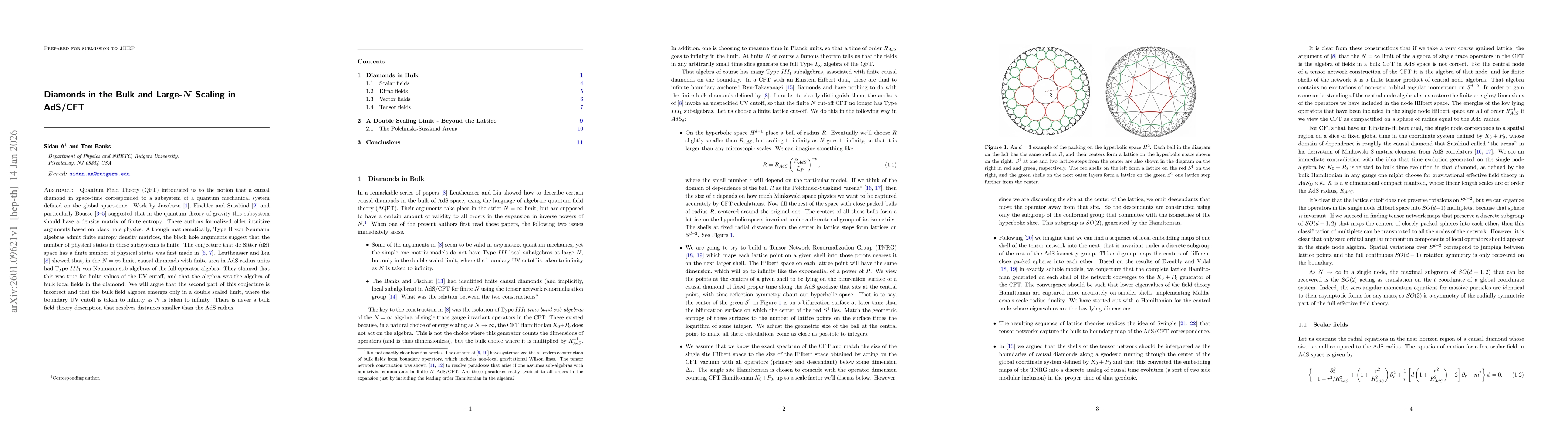 Thumbnail for Diamonds in the Bulk and Large-$N$ Scaling in AdS/CFT