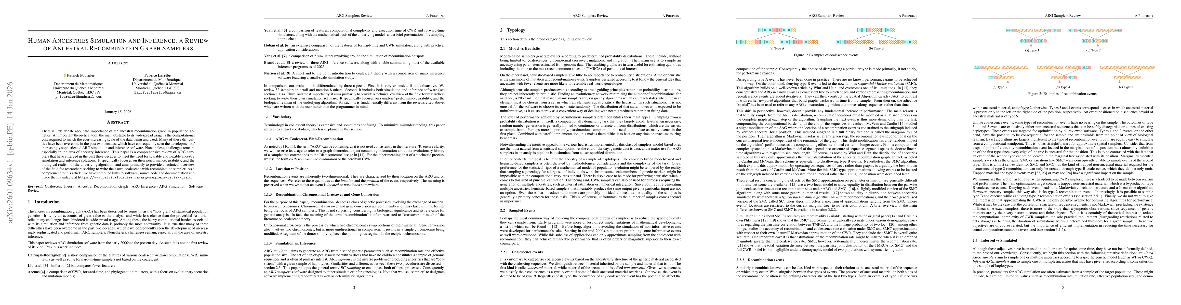 Thumbnail for Human Ancestries Simulation and Inference: a Review of Ancestral Recombination Graph Samplers