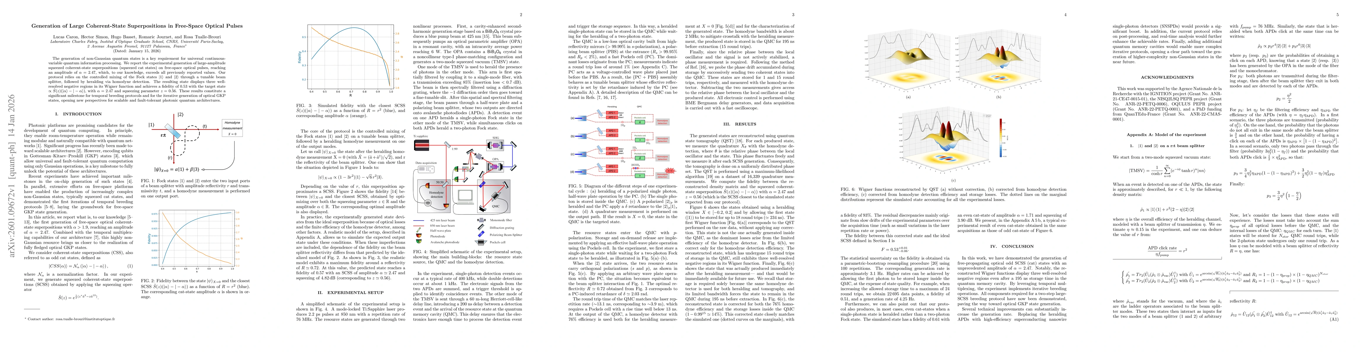 Thumbnail for Generation of Large Coherent-State Superpositions in Free-Space Optical Pulses