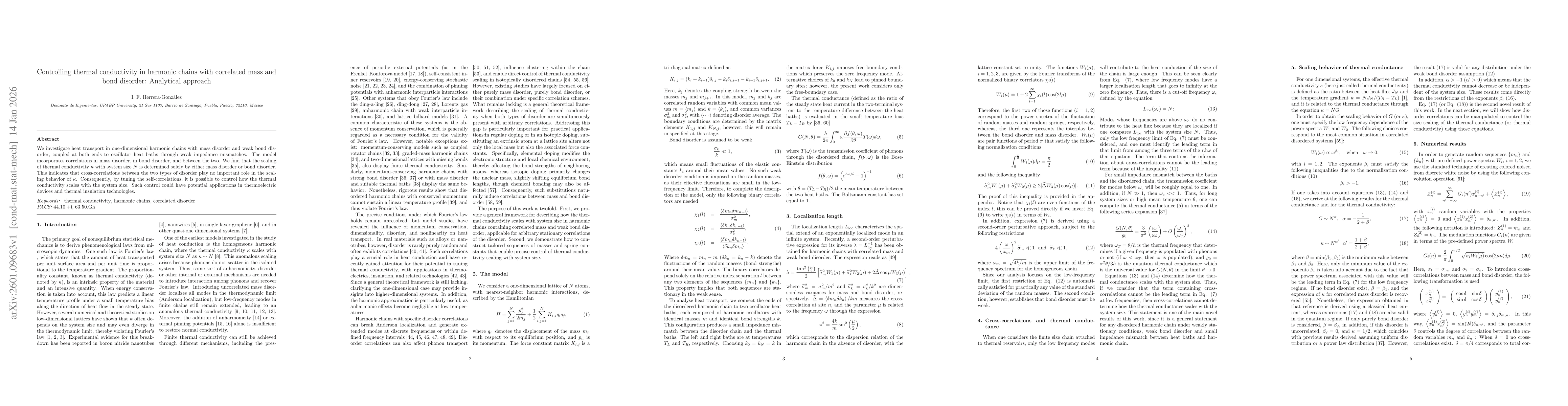 Thumbnail for Controlling thermal conductivity in harmonic chains with correlated mass and bond disorder: Analytical approach