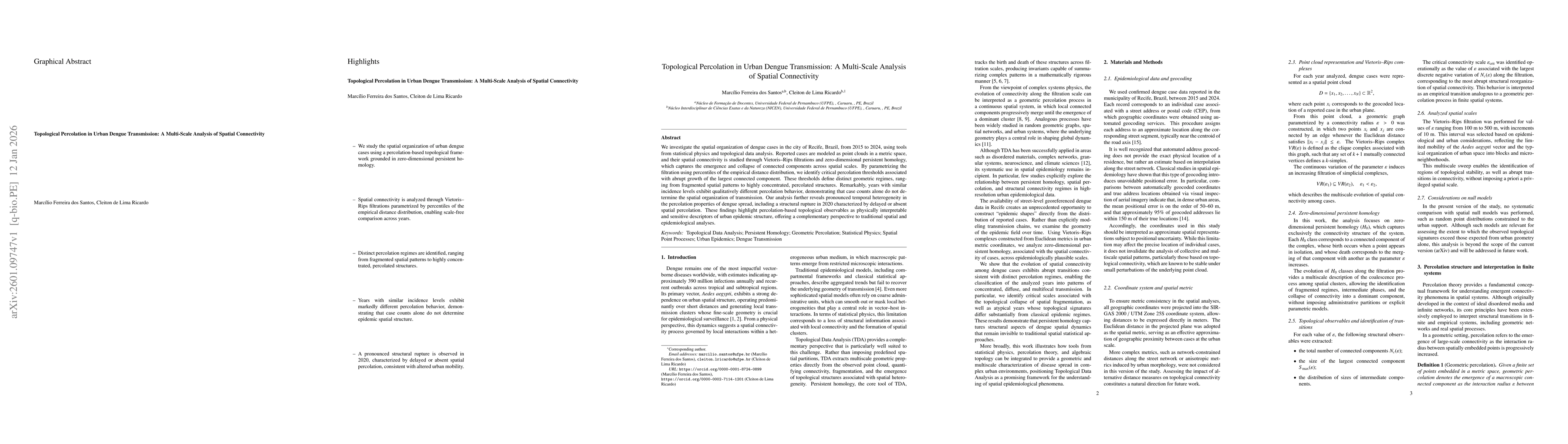 Thumbnail for Topological Percolation in Urban Dengue Transmission: A Multi-Scale Analysis of Spatial Connectivity