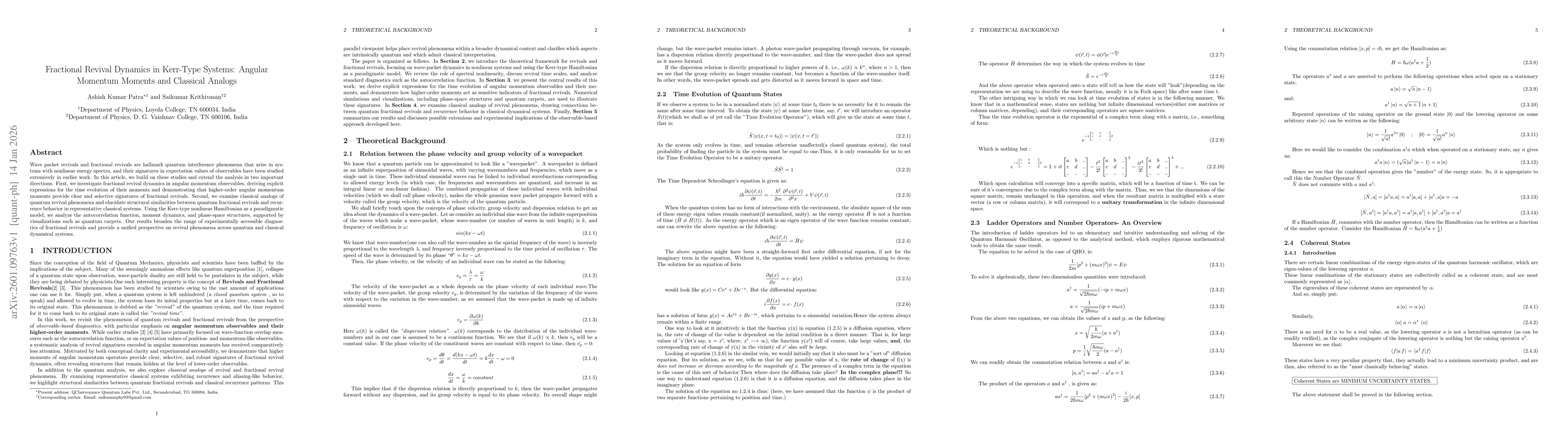 Thumbnail for Fractional Revival Dynamics in Kerr-Type Systems: Angular Momentum Moments and Classical Analogs