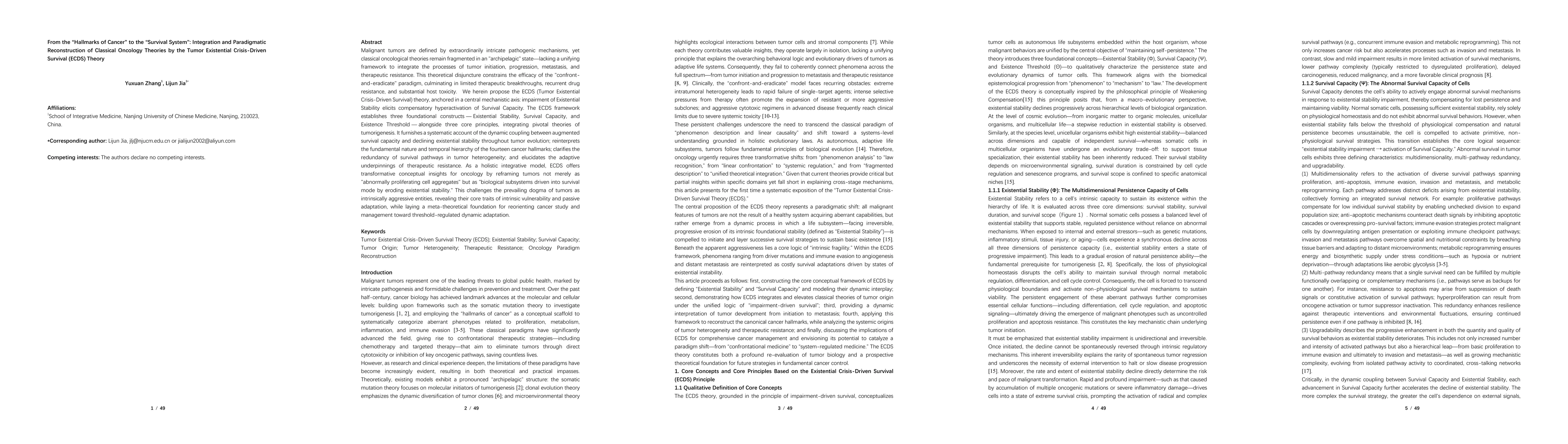 Thumbnail for From the Hallmarks of Cancer to the Survival System: Integration and Paradigmatic Reconstruction of Classical Oncology Theories by the Tumor Existential Crisis-Driven Survival (ECDS) Theory