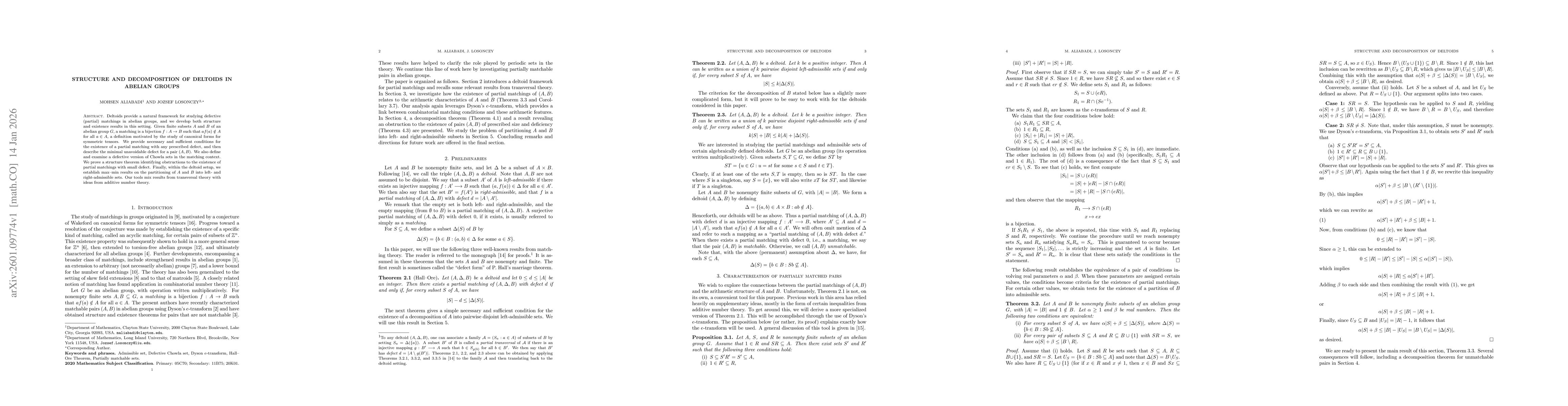 Thumbnail for Structure and Decomposition of Deltoids in Abelian Groups